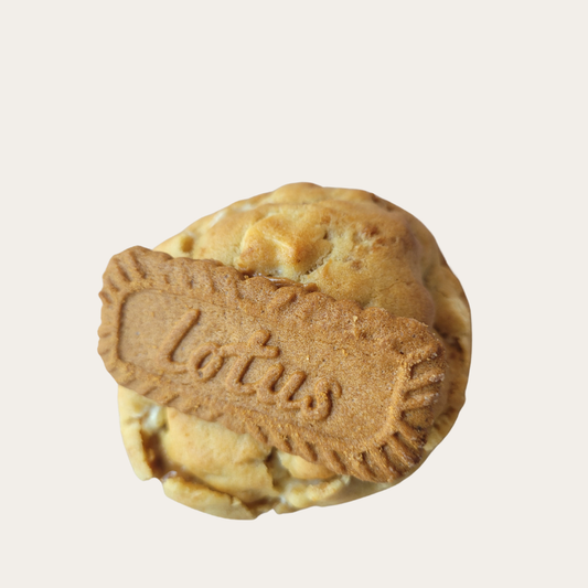 Biscoff cookie butter stuffed NYC-style gourmet cookie with Lotus Biscoff biscuit by COOKIE BOXX